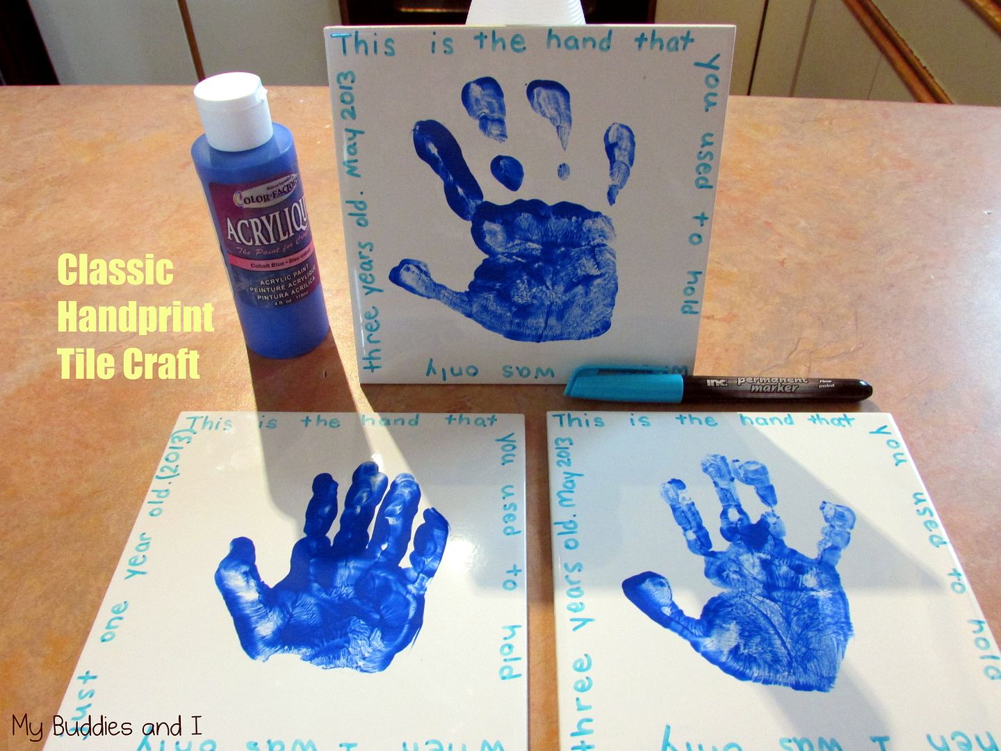 My Buddies and I Handprint+Tile+Craft